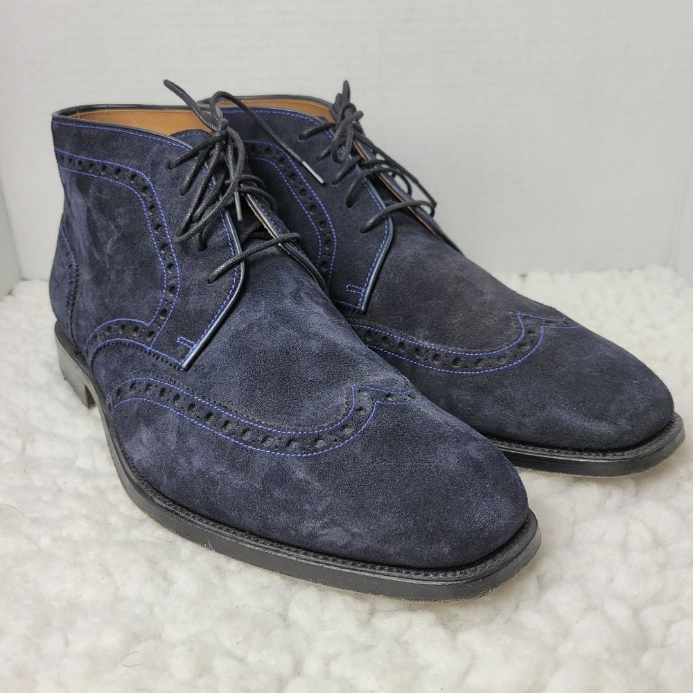 Robert Talbott Presidio Mens Chukka Boots Size 10M Goodyear Welted Blue Suuede
